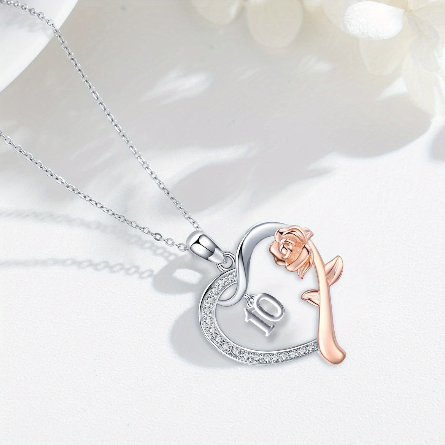 10th Birthday Necklace 925 Sterling Silver Personalised Initial Necklace